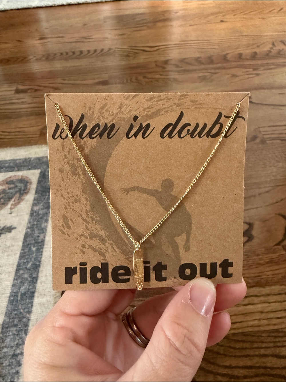 Gold Surfboard Pendant Necklace - Women